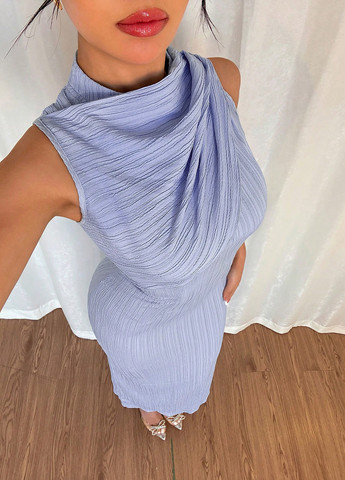 Блакитна вечірня, кежуал сукня годе SHEIN однотонна