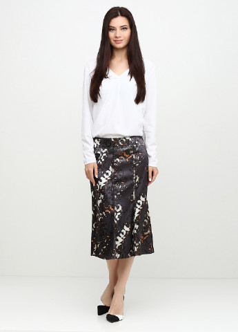Грифельно-серая кэжуал с анималистичным узором юбка Taifun с высокой талией
