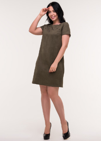 Оливковое (хаки) кэжуал платье Ravol однотонное