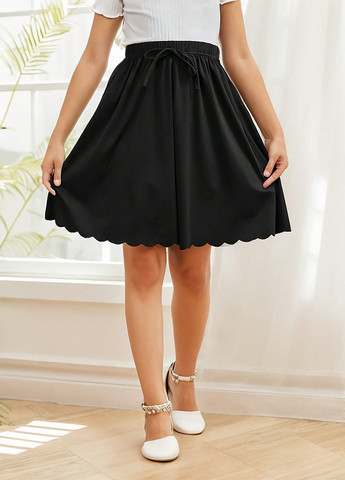 Черная кэжуал однотонная юбка SHEIN клешированная