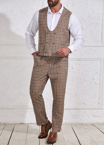 Коричневый демисезонный костюм (жилет, брюки) брючный SHEIN