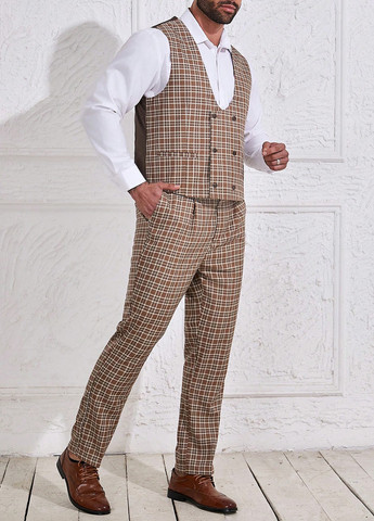 Коричневый демисезонный костюм (жилет, брюки) брючный SHEIN