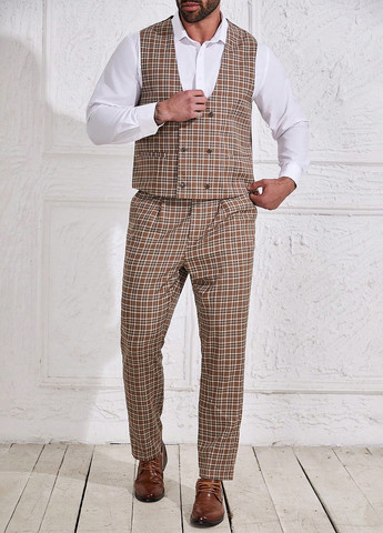 Коричневый демисезонный костюм (жилет, брюки) брючный SHEIN