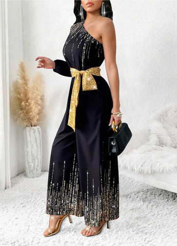 Комбінезон SHEIN комбінезон-брюки однотонний чорний кежуал поліестер