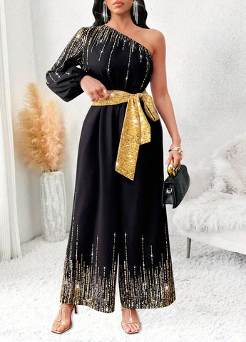 Комбінезон SHEIN комбінезон-брюки однотонний чорний кежуал поліестер