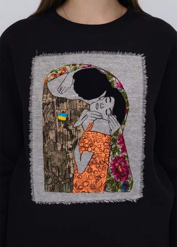 Черный свитшот Nora Kvittin однотонный нашивки, вышивка (301079858)