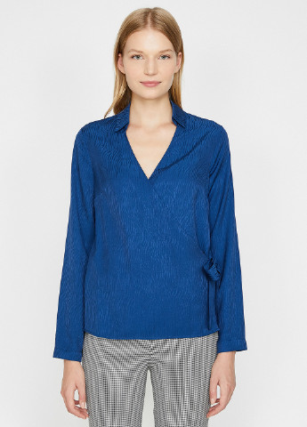 Синяя демисезонная блуза на запах KOTON
