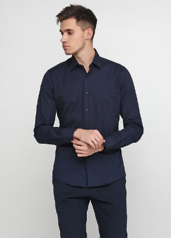 Темно-синяя кэжуал рубашка однотонная Liu-Jo с длинным рукавом