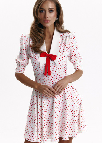 Молочное кэжуал платье клеш Gepur сердечки