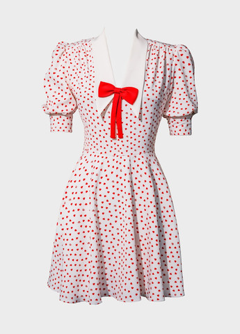 Молочное кэжуал платье клеш Gepur сердечки