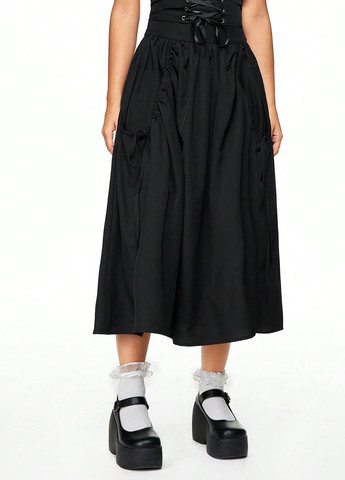 Черная кэжуал однотонная юбка SHEIN пышная