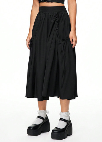 Черная кэжуал однотонная юбка SHEIN пышная