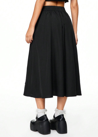 Черная кэжуал однотонная юбка SHEIN пышная