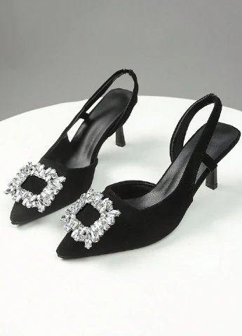SHEIN Туфлі слінгбекі чорний з штучна замша, китай — літо (342063507)
