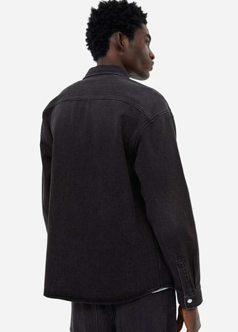 Темно-серая джинсовая рубашка однотонная H&M