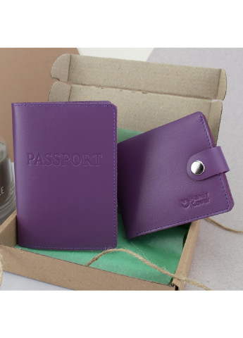 Подарунковий жіночий набір №56: обкладинка на паспорт + портмоне HC0042 (фуксія) HandyCover (251417364)