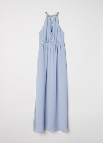 Голубое деловое платье в греческом стиле H&M однотонное