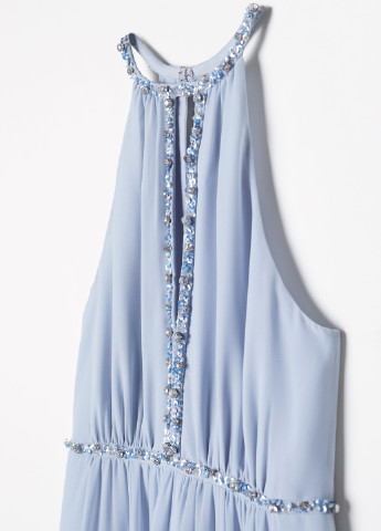 Голубое деловое платье в греческом стиле H&M однотонное