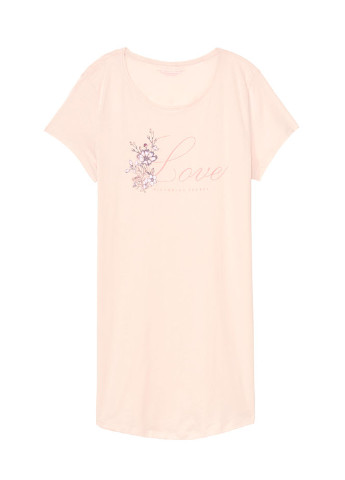 Ночная рубашка Victoria's Secret надпись светло-розовая домашняя трикотаж, хлопок