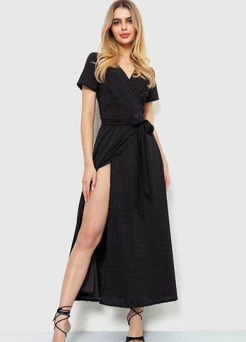 Черное кэжуал платье на запах Ager однотонное