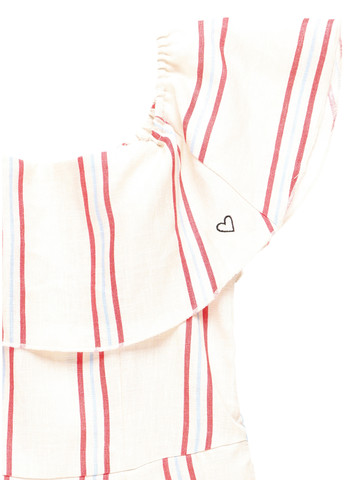 Бежевое кэжуал платье а-силуэт MINT&BERRY в полоску