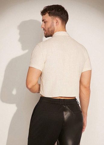 Кремовая кэжуал рубашка однотонная SHEIN