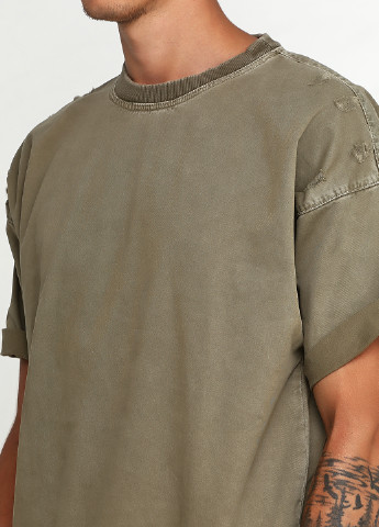 Хаки (оливковая) футболка с коротким рукавом Zara
