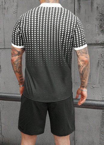 Чорно-білий літній комплект (поло, шорти) SHEIN