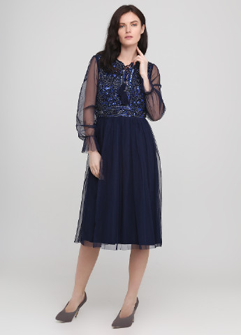 Темно-синее коктейльное платье Ashley Brooke однотонное