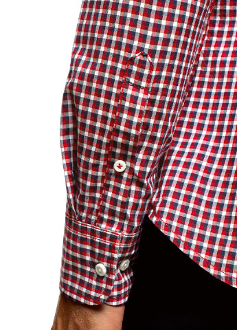 Красная кэжуал рубашка в клетку Oodji с длинным рукавом