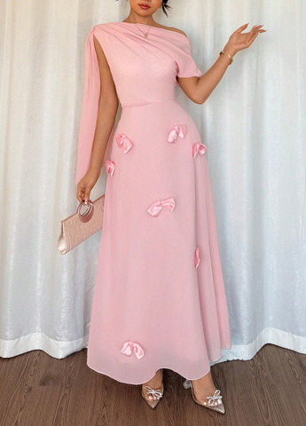 Розовое вечернее платье SHEIN однотонное