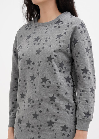 Серое кэжуал платье платье-свитшот Met звезды