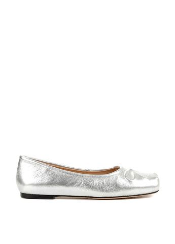 Жіночі балетки Le'BERDES | срібні однотонні бант натуральна шкіра (360795568)