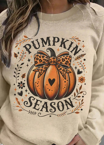 Бежевий світшот SHEIN малюнок без декору (325827574)