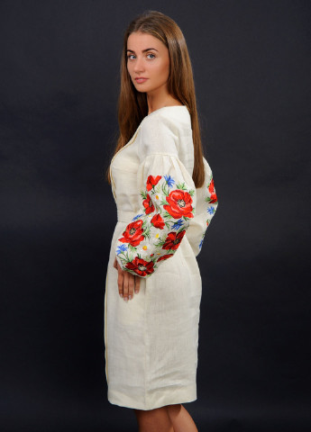 Молочное кэжуал платье Vyshyvanka