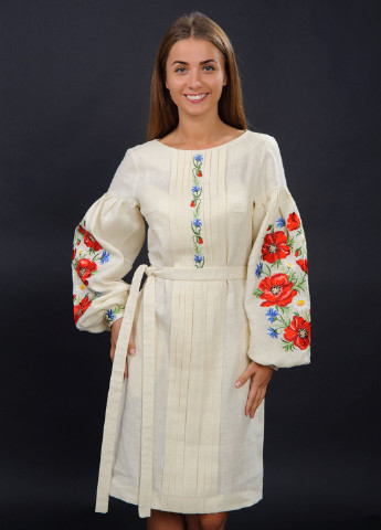 Молочное кэжуал платье Vyshyvanka