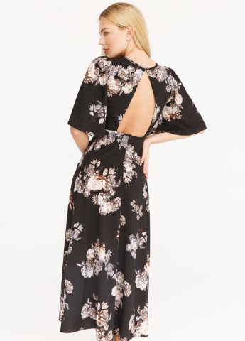 Черное кэжуал платье клеш Gepur с цветочным принтом