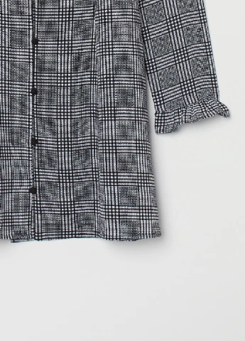 Комбинированное кэжуал платье клеш, рубашка H&M в клетку