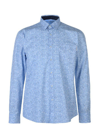 Голубой кэжуал рубашка с цветами Pierre Cardin с длинным рукавом