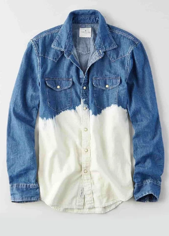 Синяя кэжуал рубашка American Eagle с длинным рукавом