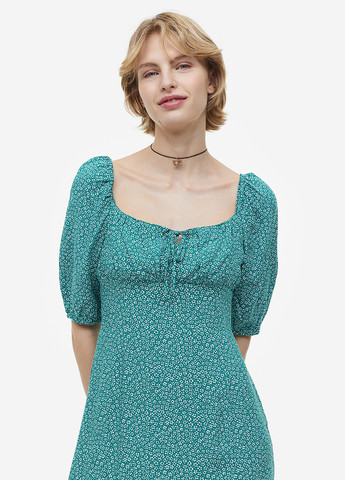 Бірюзова кежуал сукня а-силует H&M з квітковим принтом