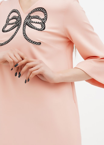 Светло-оранжевое кэжуал платье а-силуэт Sassofono однотонное