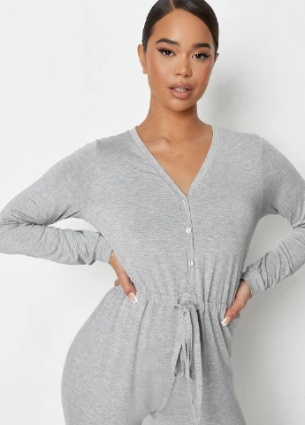 Комбінезон Missguided комбінезон-брюки меланж світло-сірий домашній трикотаж, віскоза