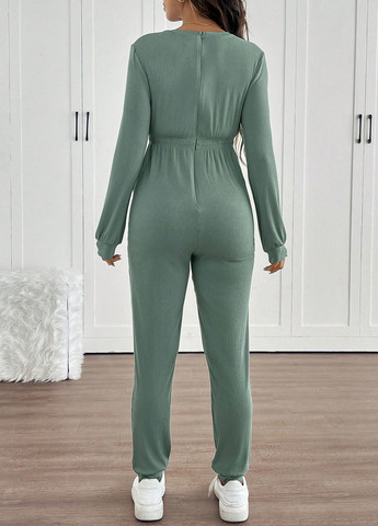Комбінезон для вагітних SHEIN комбінезон-брюки однотонний м'ятний кежуал трикотаж, віскоза