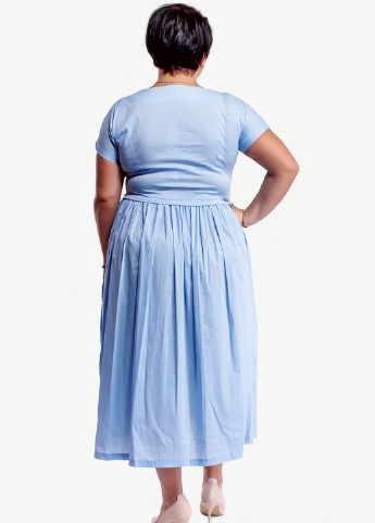 Голубое кэжуал платье клеш Modna Anka однотонное