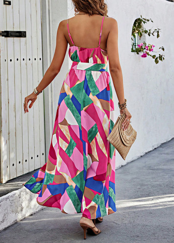 Розовое кэжуал платье на запах SHEIN с абстрактным узором