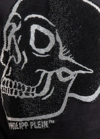 Сіра чорна зі сріблом футболка skull strass Philipp Plein