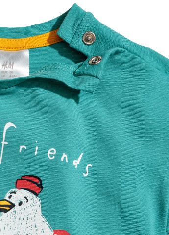 Бирюзовая летняя футболка H&M