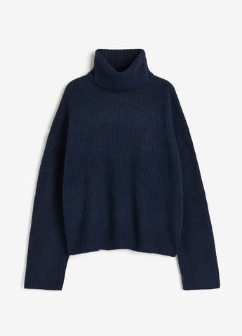 Темно-синий зимний свитер H&M