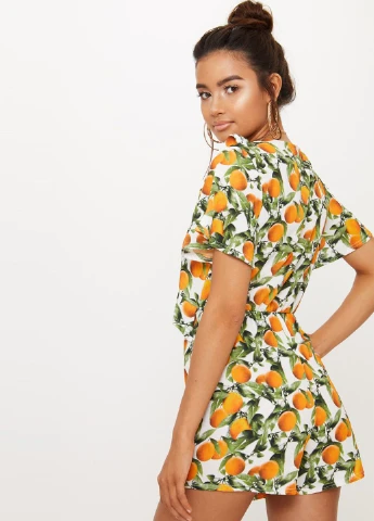 Комбинезон PrettyLittleThing комбинезон-шорты рисунок жёлтый кэжуал полиэстер